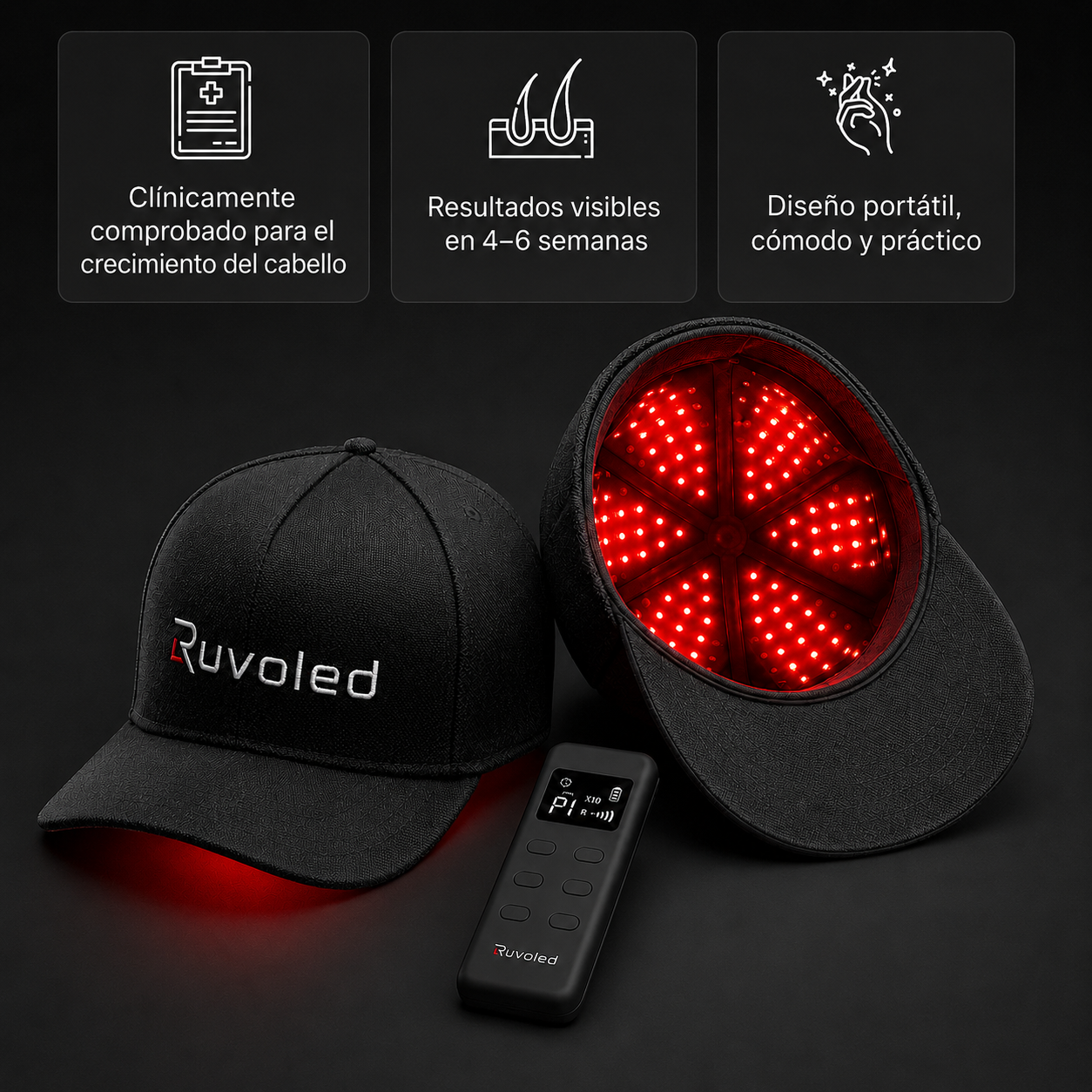Ruvoled Pro · Gorra de Fototerapia LED para Regeneración Capilar